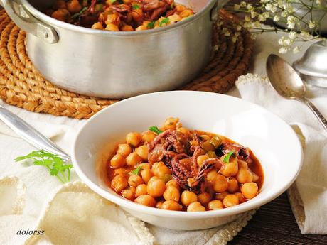 Garbanzos con pulpitos exprés Garbanzos con pulpitos exprés