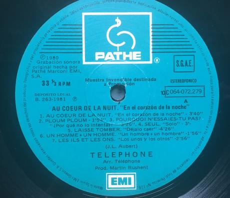 Telephone  -Au coeur de la nuit Lp 1980