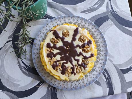 Tarta de calabaza, queso y nueces