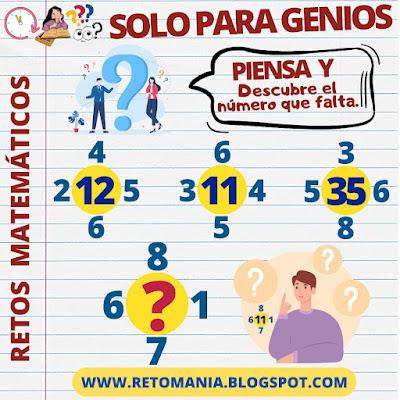 Acertijos, Acertijos matemáticos, Acertijos visuales, Acertijos mentales, Desafíos matemáticos, Retos matemáticos, Problemas matemáticos, Problemas de Ingenio, Problemas de lógica, Descubre el número, ¿Cuál es el número que falta?, El número Oculto