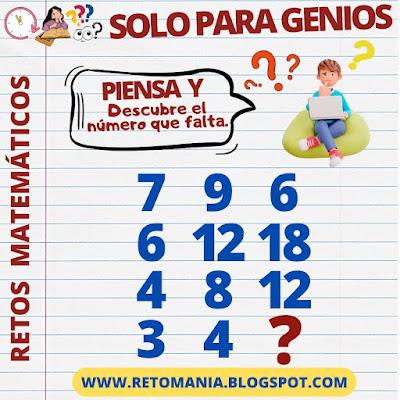 Acertijos, Acertijos matemáticos, Acertijos visuales, Acertijos mentales, Desafíos matemáticos, Retos matemáticos, Problemas matemáticos, Problemas de Ingenio, Problemas de lógica, Descubre el número, ¿Cuál es el número que falta?, El número Oculto
