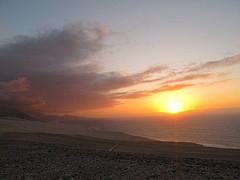 Puesta de sol sobre la península de Jandía