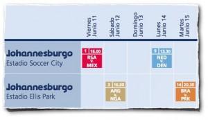 Calendarios del Mundial 2010