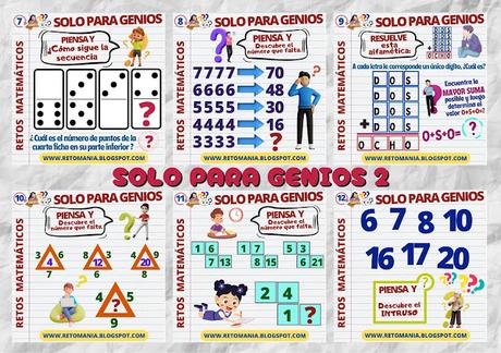 Desafío matemático, Reto matemático, El Intruso, Problema matemático, Problemas de Ingenio, Acertijos matemáticos, Acertijos, Retos visuales, Retos virales, Retos mentales, Juegos con fichas de dominó, Alfamética, Criptoaritmética, Pasatiempos, Gimnasia matemática, Gimnasia cerebral, Estrella mágica, Estrella mágica matemática