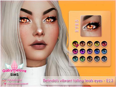 Sims 4 CC | Eye colors: Belinda's vibrant falling leafs eyes • E13, contact lenses Sims 4 CC | Eye colors: Belinda's vibrant falling leafs eyes • E13, contact lenses | Gabymelove Sims | download, descargar, free, gratis, content, custom, contenido personalizado, mod, mods, CAS, create a sim, CUS, Crear un sim, ojo, color, colores, vibrante, vivido, livid, vivid, saturado, fall, autum, otoño, cayendo, caer, caídas, hojas, leave, lentes de contacto, lentillas