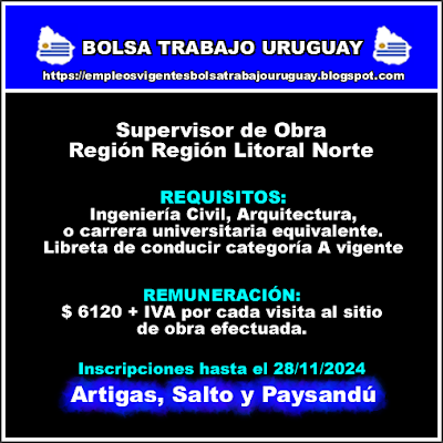 Supervisor de Obra Región Región Litoral Norte Supervisor de Obra Región Región Litoral Norte