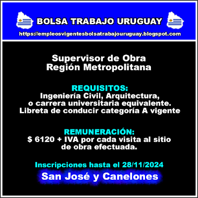 Supervisor de Obra Región Metropolitana