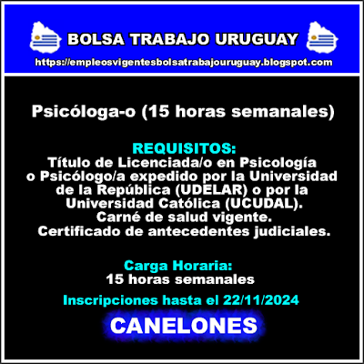 Psicóloga-o(15 horas semanales)