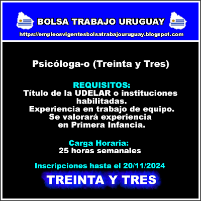 Psicóloga-o(Treinta y Tres) Psicóloga-o(Treinta y Tres)