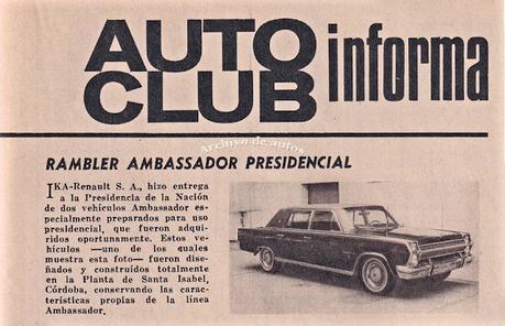 Rambler Ambassador 380 de uso presidencial del año 1968