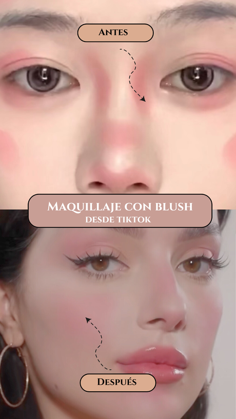 maquillaje con rubor simple con un color para toda la cara tiktok blush blindness