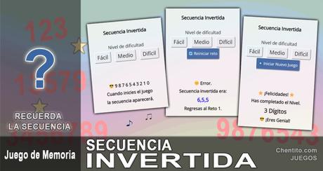 Secuencia invertida. Recordar la secuencia. Juego de memoria.