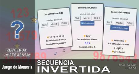 Secuencia invertida. Recordar la secuencia. Juego de memoria.