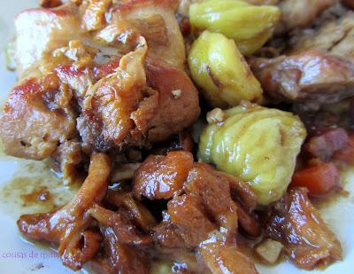 Conejo con setas y castañas Conejo con setas y castañas