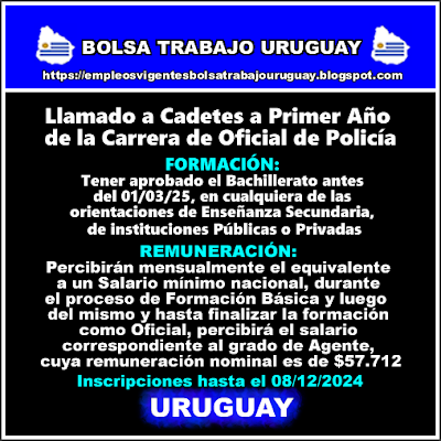 Llamado a Cadetes a Primer Año de la Carrera de Oficial de Policía Llamado a Cadetes a Primer Año de la Carrera de Oficial de Policía
