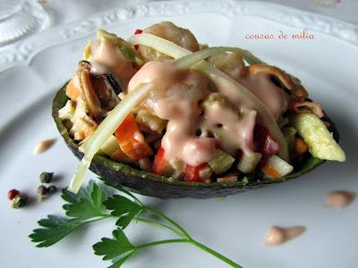 Aguacates rellenos de marisco
