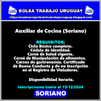 Auxiliar de Cocina (Soriano) Auxiliar de Cocina (Soriano)