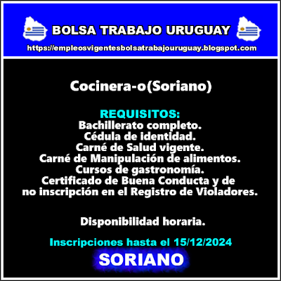 Cocinera-o(Soriano) Cocinera-o(Soriano)