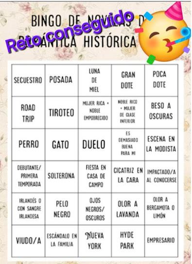 Reto Bingo de novelas de romántica histórica 2024 Reto Bingo de novelas de romántica histórica 2024