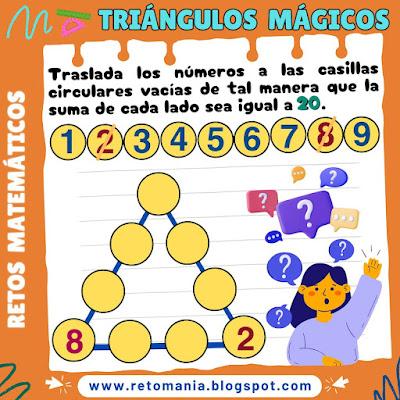 Desafío matemático, Reto matemático, Problemas matemáticos, Retos mentales, Retos virales, Retos visuales, Acertijos, Acertijos matemáticos, Triángulos mágicos