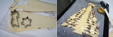 Árbol de Navidad de hojaldre y chocolate Árbol de Navidad de hojaldre y chocolate