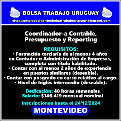 Coordinador-a Contable, Presupuesto y Reporting Coordinador-a Contable, Presupuesto y Reporting