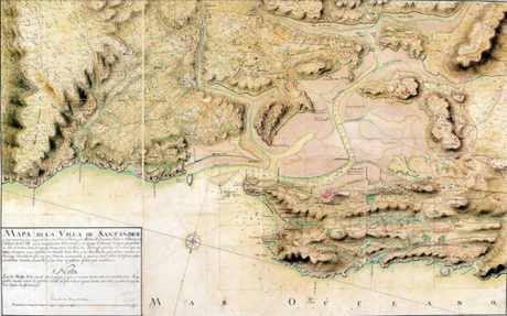 Mapa de la Villa de Santander y sus contornos