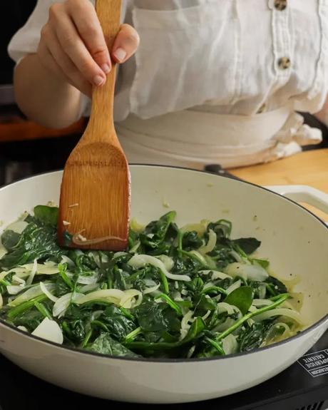 coccion cebolla y espinaca