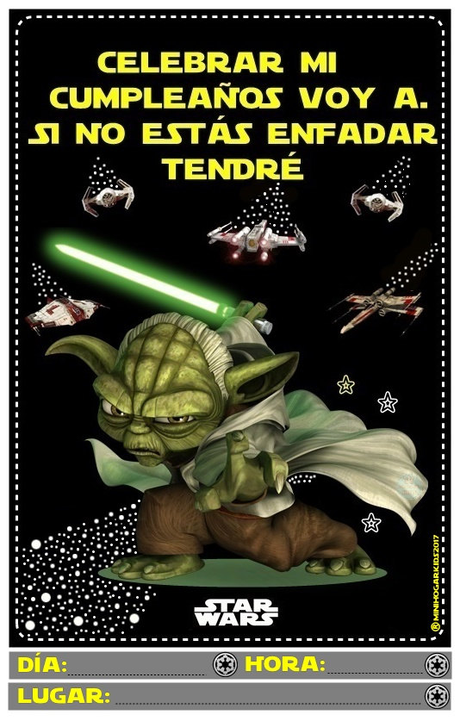 Decoración de cumpleaños de Star Wars: Ideas para una fiesta épica decoración cumpleaños de Star Wars invitacion