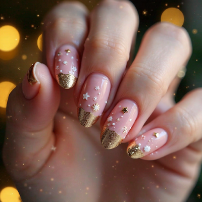 Uñas Rosas Decoradas para Navidad: Elegancia y Dulzura Festiva