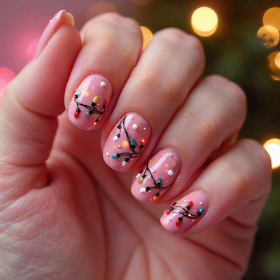 Uñas Rosas Decoradas para Navidad: Elegancia y Dulzura Festiva