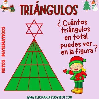 Navidad, MateNavidad, Retos en Navidad, RetoNavidad, Desafíos matemáticos, Problemas matemáticos, Retos matemáticos, Retos virales, Retos mentales, Descubre el número, El número oculto, El número que falta, Número de triángulos, Cuántos triángulos