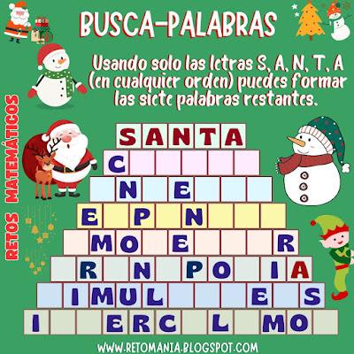 Navidad, MateNavidad, Retos en Navidad, RetoNavidad, Desafíos matemáticos, Problemas matemáticos, Retos matemáticos, Retos virales, Retos mentales, BuscaPalabras, Palabra Oculta, Descubre la Palabra, Palabra Escondida