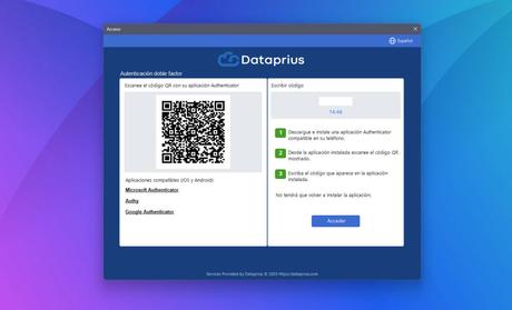 Dataprius. Doble factor de autenticación (2FA)