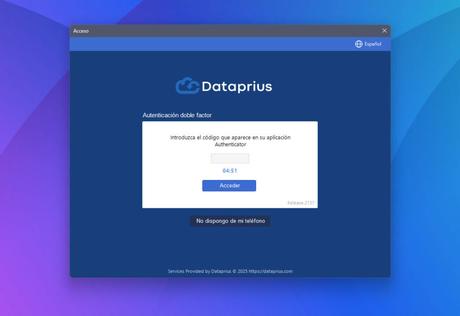 Dataprius. Doble factor de autenticación (2FA)