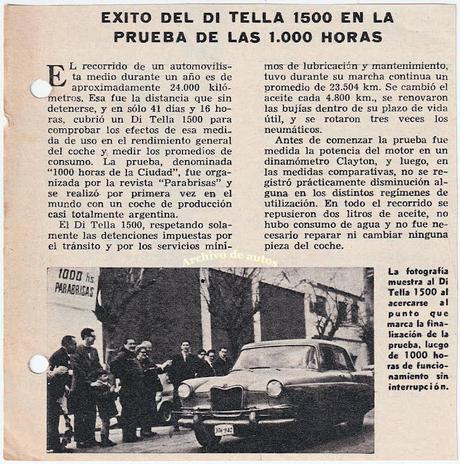 Di Tella 1500 probado durante 1.000 horas en 1963