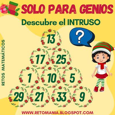 Navidad, MateNavidad, Retos en Navidad, RetoNavidad, Desafíos matemáticos, Problemas matemáticos, Retos matemáticos, Retos virales, Retos mentales, Descubre el número, El número oculto, El número que falta, Acertijos, Acertijos visuales, Acertijos matemáticos, Acertijos mentales, Descubre el número, El Intruso, Solo para Genios