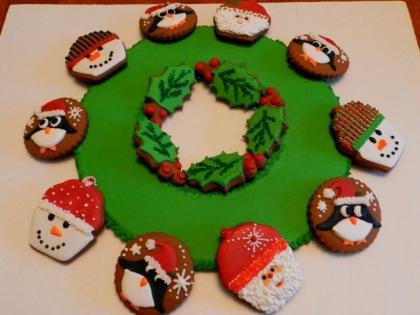Las cookies dispuestos anular Corona Corona Navideña he cha con galletas