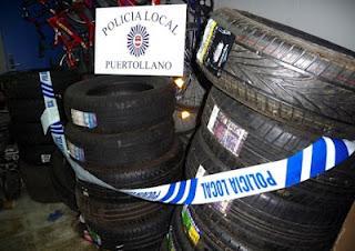 La policía local de Puertollano recupera 25 neumáticos procedentes de un robo de Almadén
