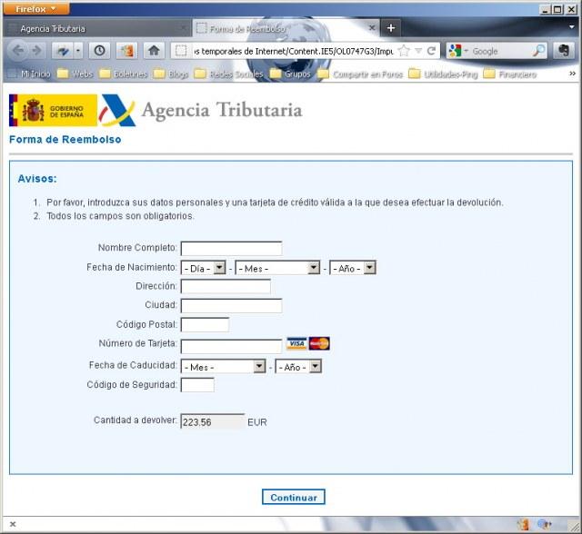 El nuevo intento de Phishing contra la A.E.A.T. emplea una nueva técnica
