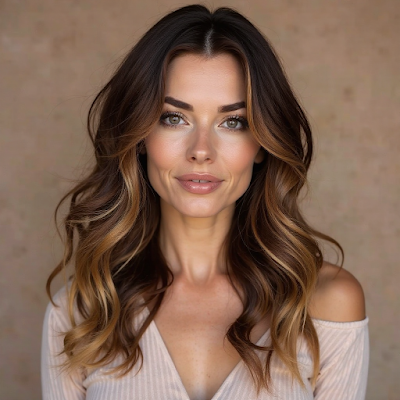 Reflejos Caramelo en Cabello Castaño: Un Toque de Luz para Realzar tu Belleza