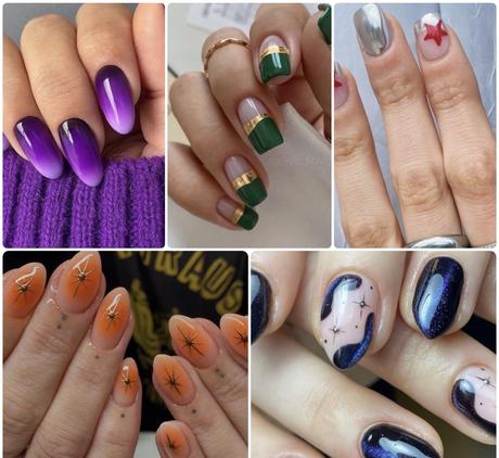 Nail art para año nuevo estrellas que significa usar blanco amarillo azul verde rojo