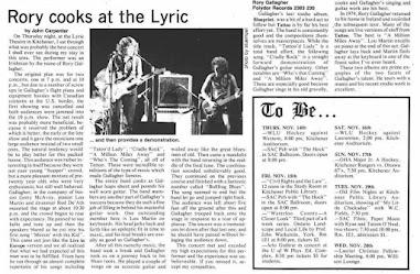 07/11/1974 Rory Gallagher en el Lyric Theatre de Kitchener (Ontario). Entrevista y reseña.