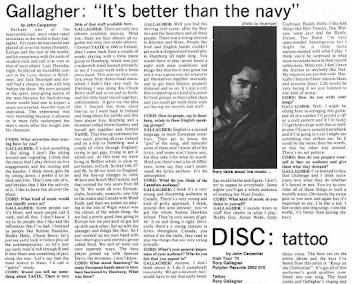 07/11/1974 Rory Gallagher en el Lyric Theatre de Kitchener (Ontario). Entrevista y reseña.