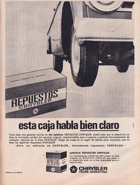 Repuestos legítimos de las automotrices argentinas en 1966