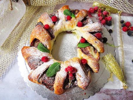 Corona de hojaldre y chocolate