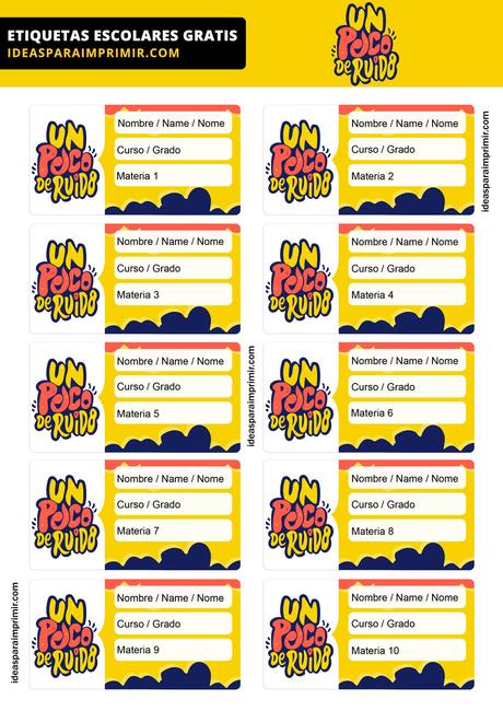 [+10] Etiquetas escolares de UN POCO DE RUIDO GRATIS para editar e imprimir!
