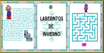 4 mini juegos de invierno. Material imprimible