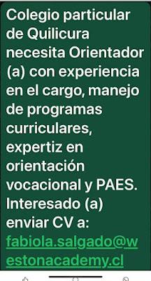 OPORTUNIDADES DE EMPLEOS PARA ORIENTADORES EN CHILE. Semana del 30-12-2024 al 05-01-2025.
