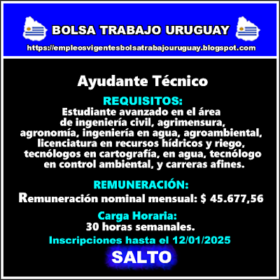 Ayudante Técnico - Regional de Salto Ayudante Técnico - Regional de Salto